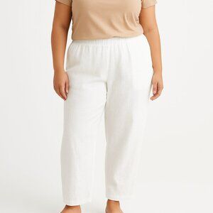 Soft Surroundings Women's 100% Linen Pants MT White Pull-On Lagenlook XL